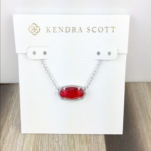 Kendra Scott Elisa ruby red silver necklace